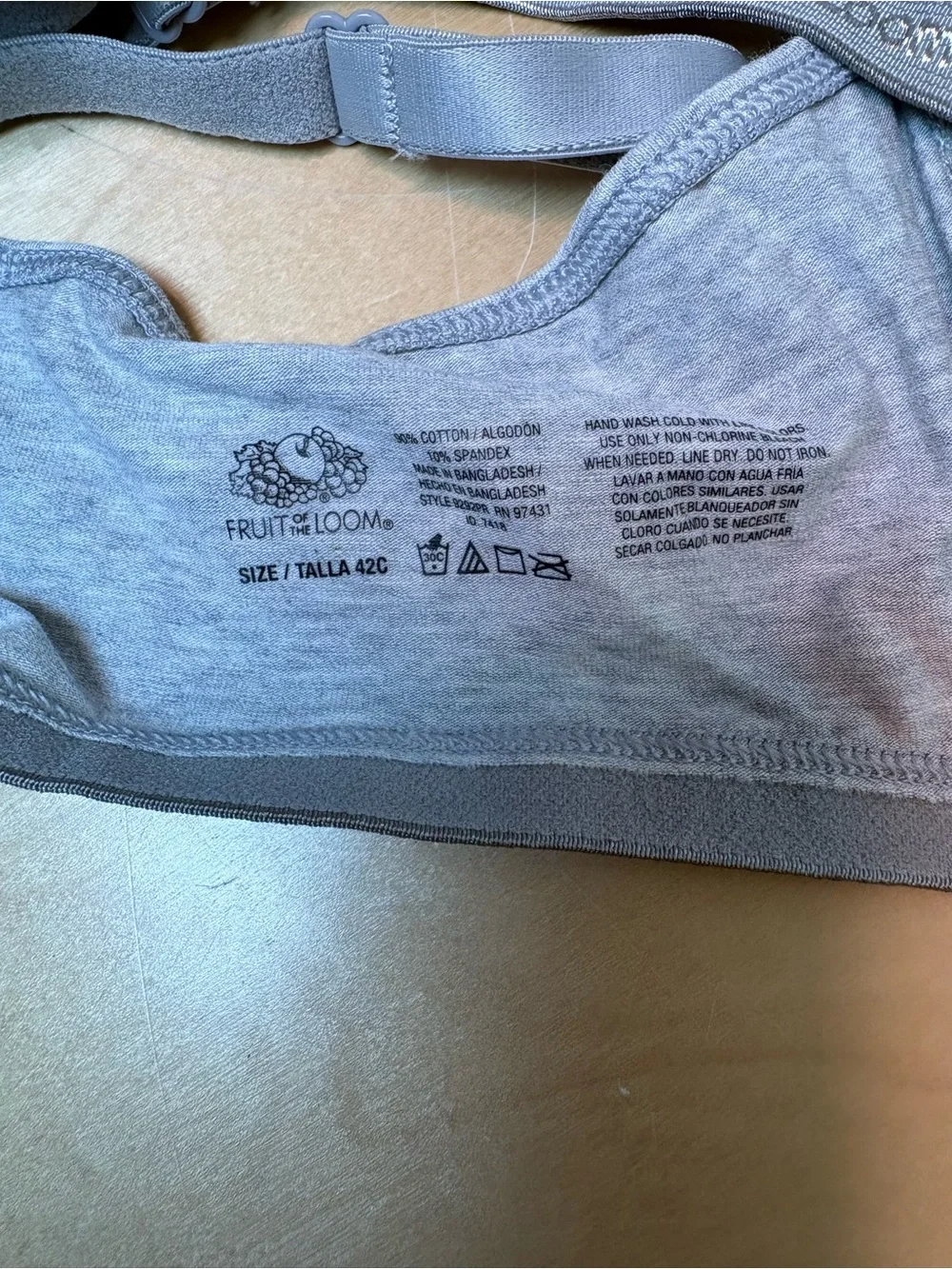 NWT GRAY FRUIT OF THE LOOM UNLINED NATURAL SHAPING T-SHIRT BRA SIZE 42C